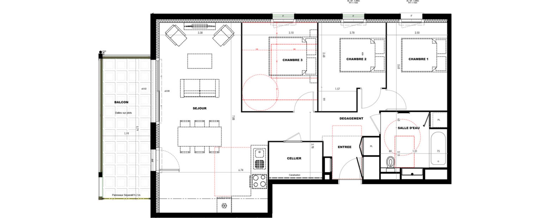 Appartement T4 de 81,20 m2 &agrave; Castets Centre