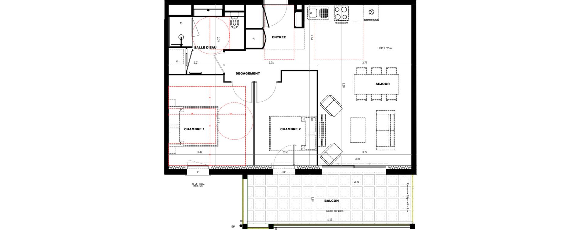 Appartement T3 de 61,66 m2 &agrave; Castets Centre