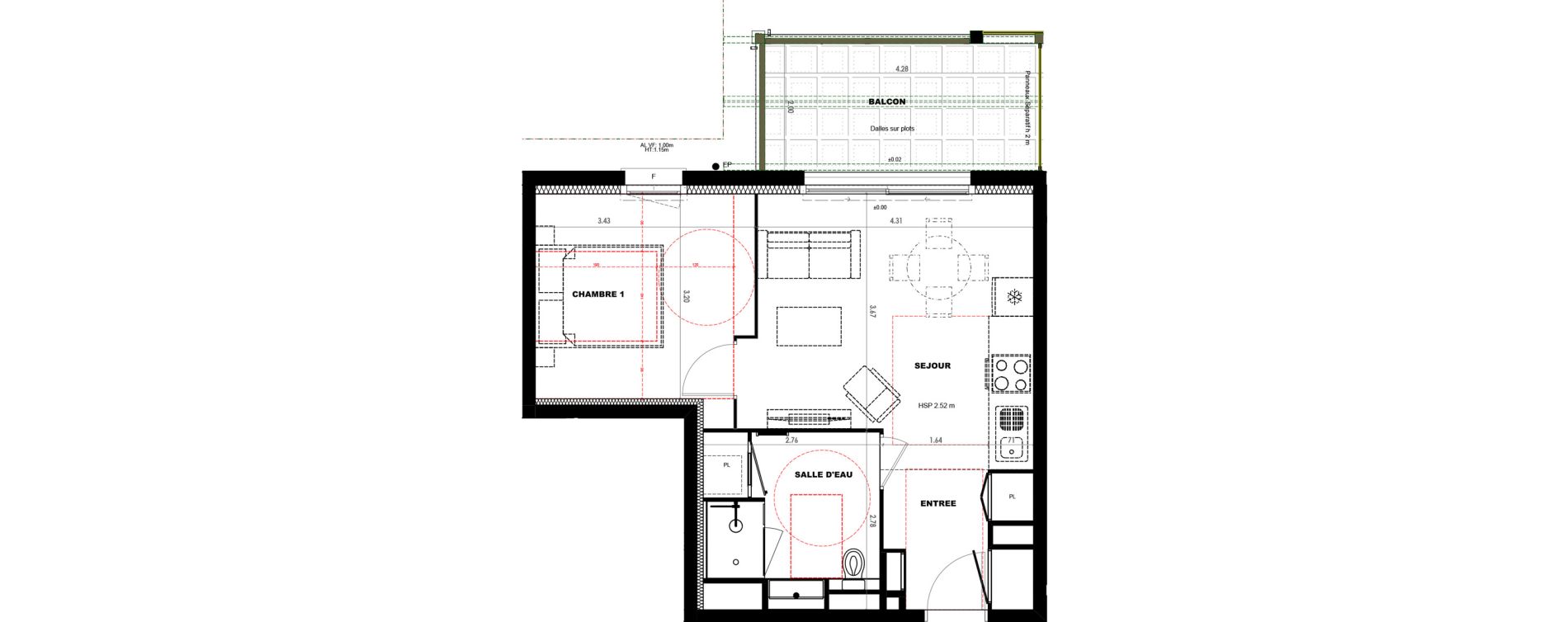 Appartement T2 de 40,14 m2 &agrave; Castets Centre