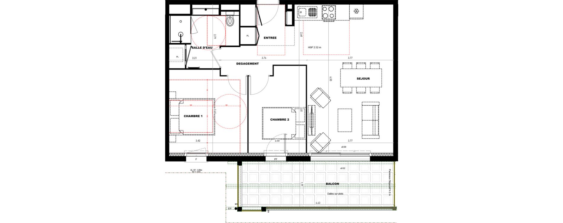 Appartement T3 de 61,66 m2 &agrave; Castets Centre