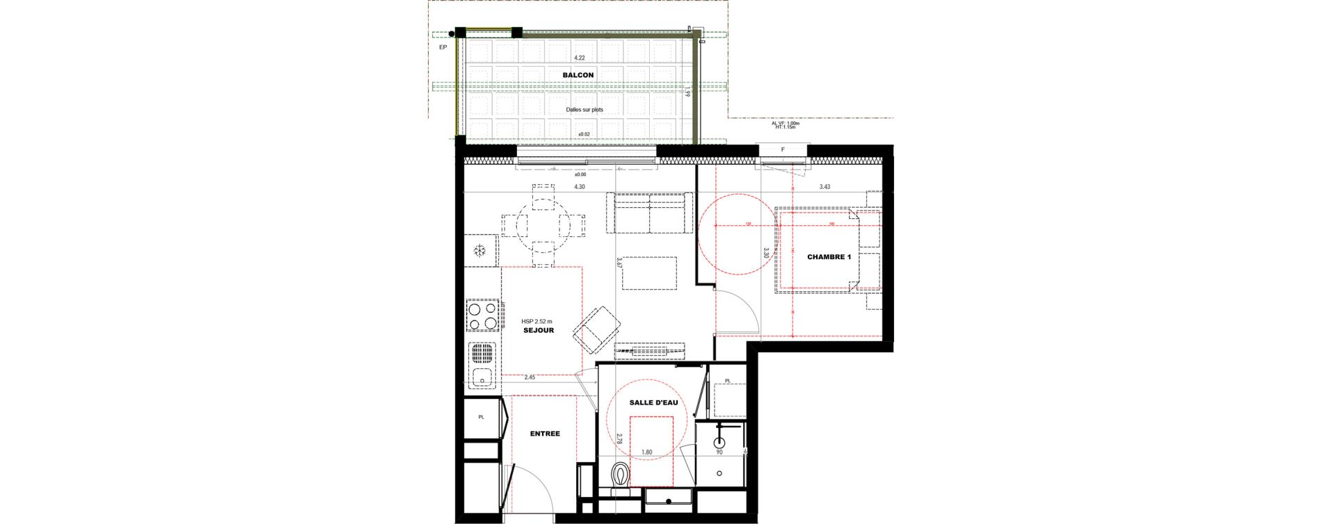 Appartement T2 de 40,73 m2 &agrave; Castets Centre