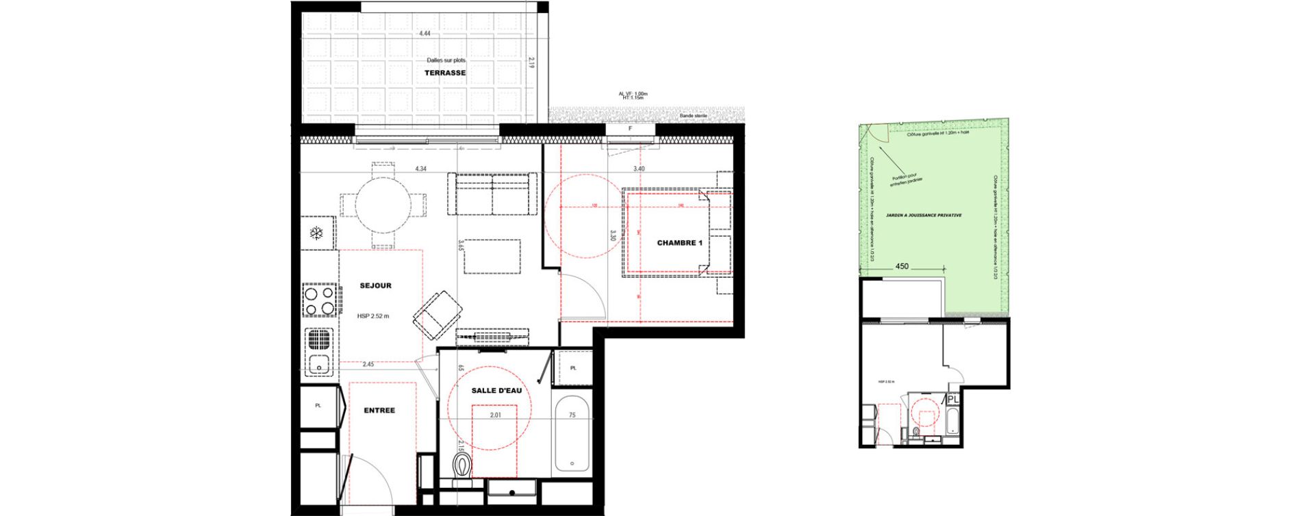 Appartement T2 de 40,82 m2 &agrave; Castets Centre