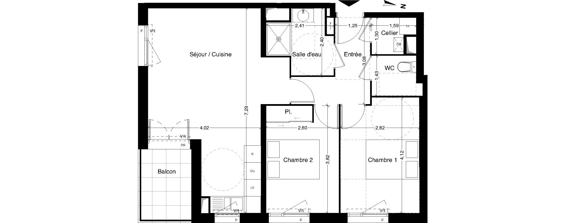 Appartement T3 de 60,92 m2 &agrave; Dax Centre