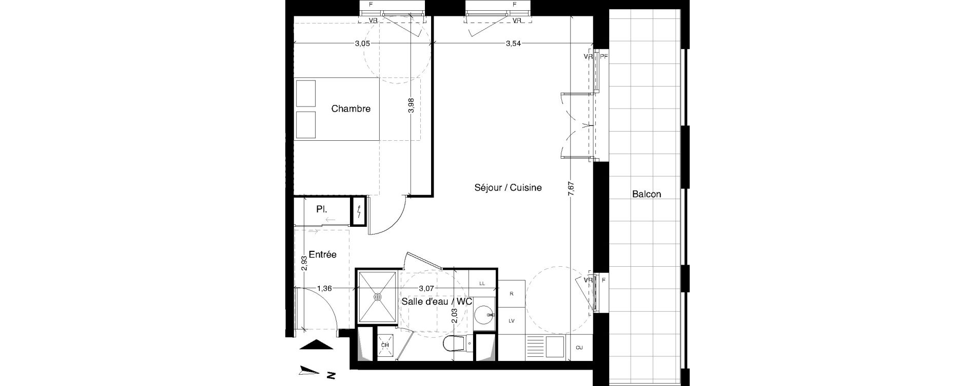 Appartement T2 de 48,28 m2 &agrave; Dax Centre