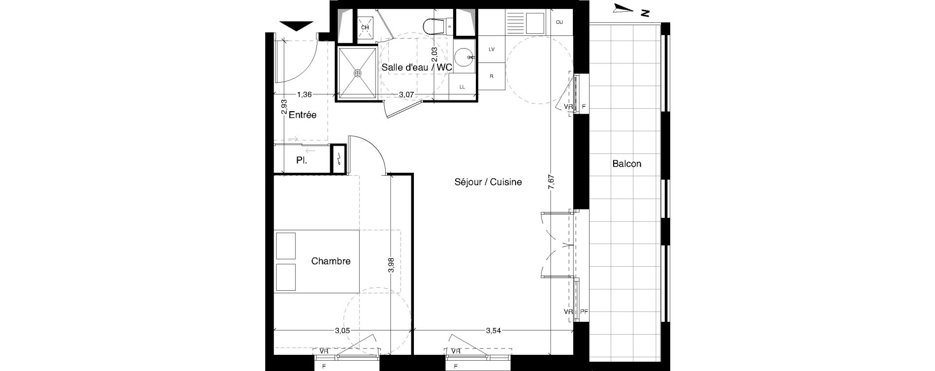 Appartement T2 de 48,28 m2 &agrave; Dax Centre