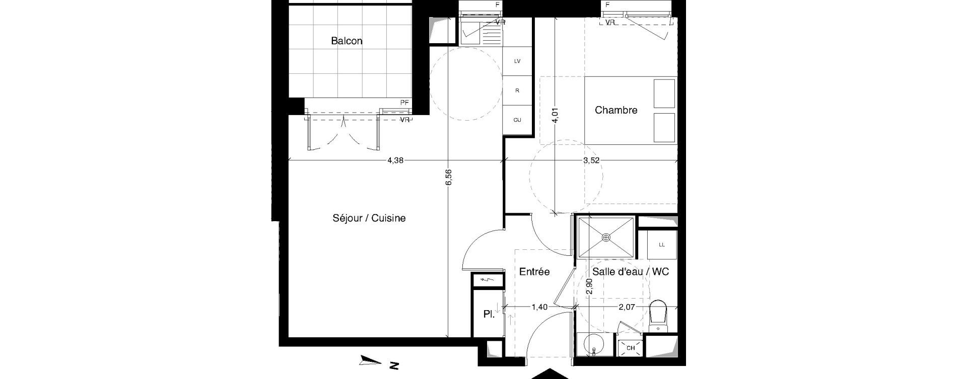 Appartement T2 de 45,86 m2 &agrave; Dax Centre
