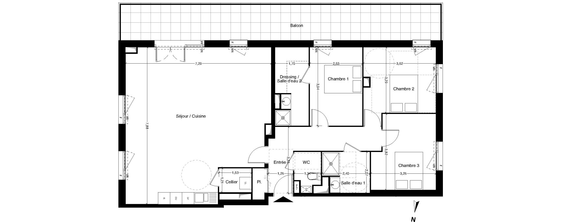 Appartement T4 de 111,35 m2 &agrave; Dax Centre