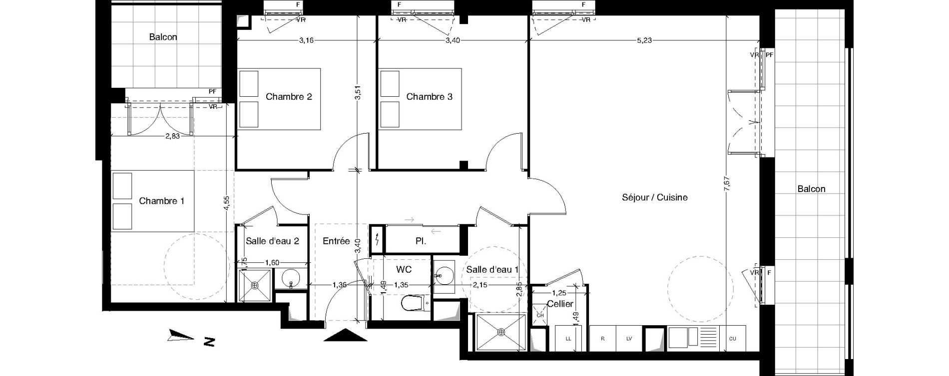 Appartement T4 de 96,10 m2 &agrave; Dax Centre