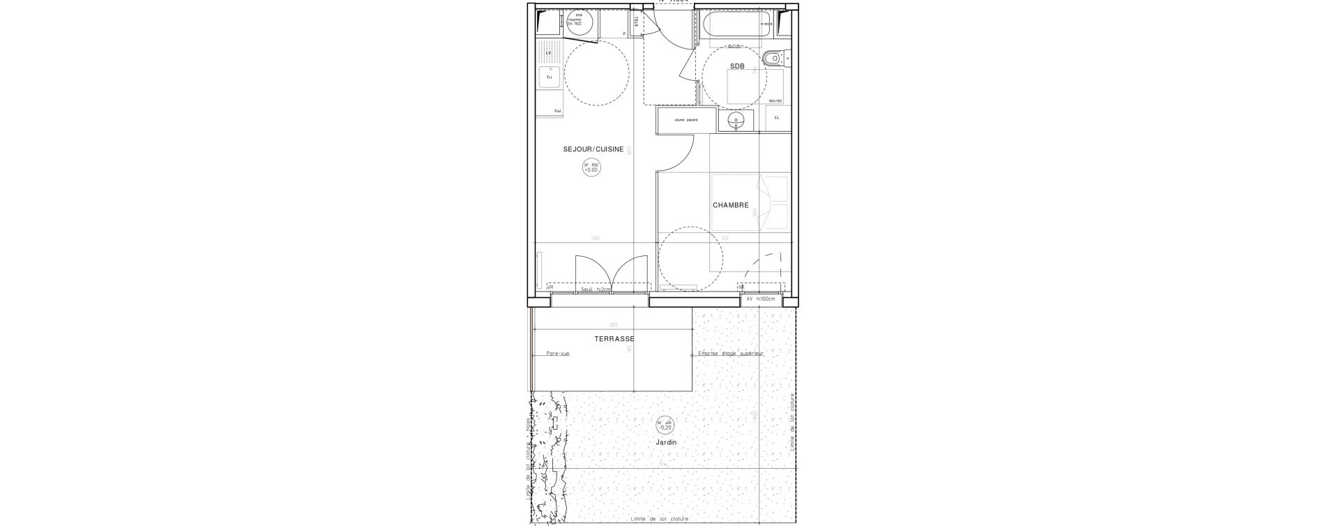 Appartement T2 de 37,44 m2 &agrave; Dax Saubagnac