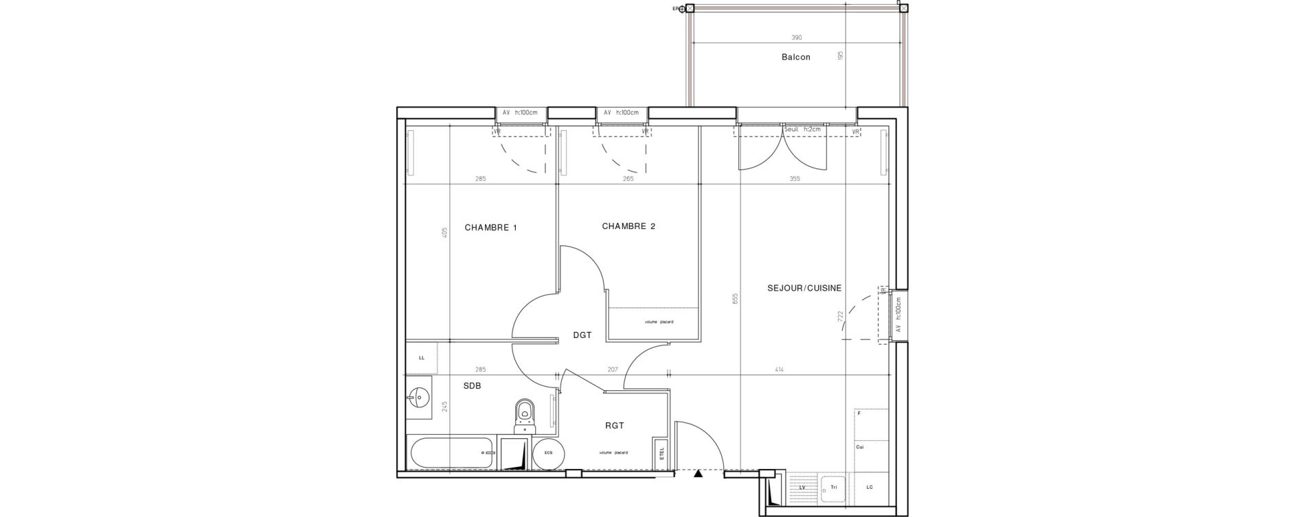 Appartement T3 de 59,50 m2 &agrave; Dax Saubagnac