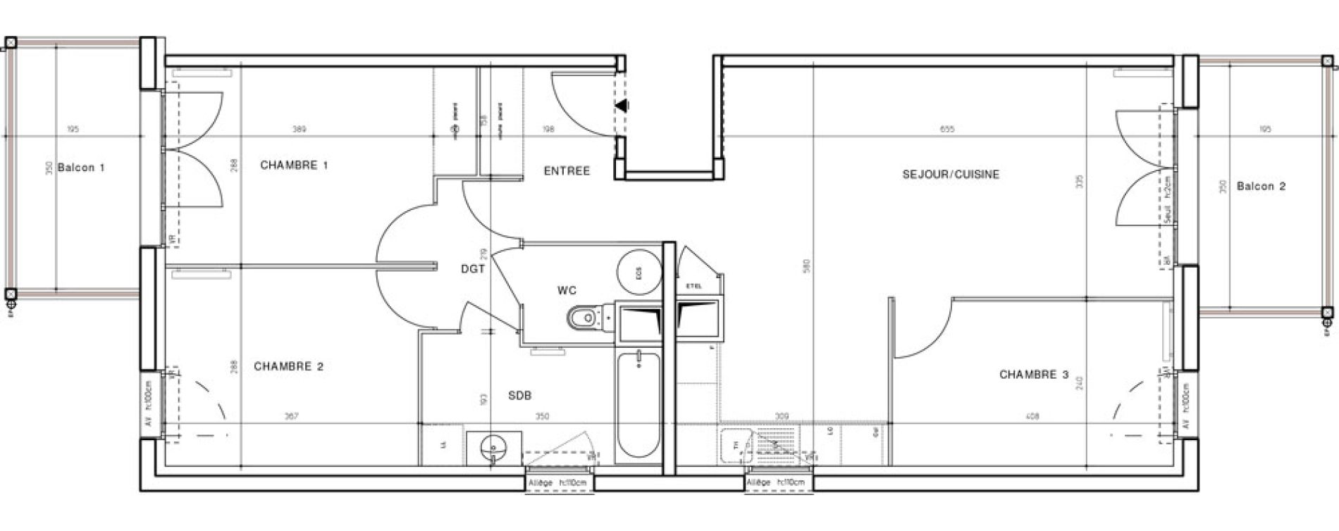 Appartement T4 de 79,29 m2 &agrave; Dax Saubagnac