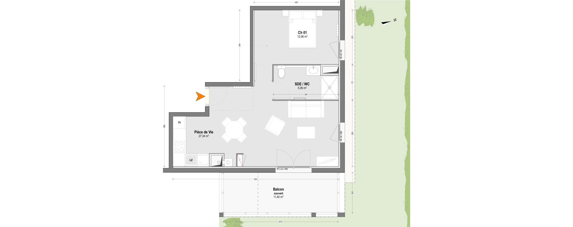 Appartement T2 de 44,49 m2 &agrave; Dax Saubagnac