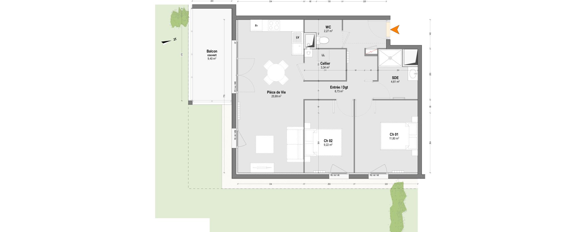 Appartement T3 de 65,94 m2 &agrave; Dax Saubagnac
