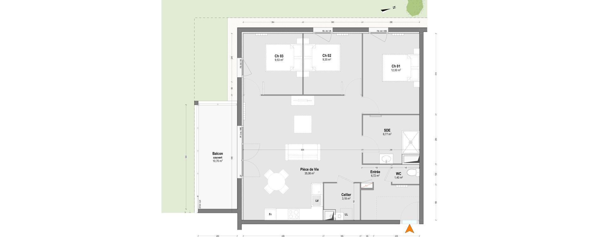 Appartement T4 de 84,01 m2 &agrave; Dax Saubagnac