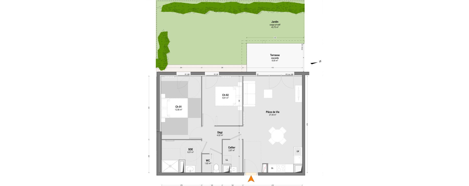 Appartement T3 de 64,73 m2 &agrave; Dax Saubagnac