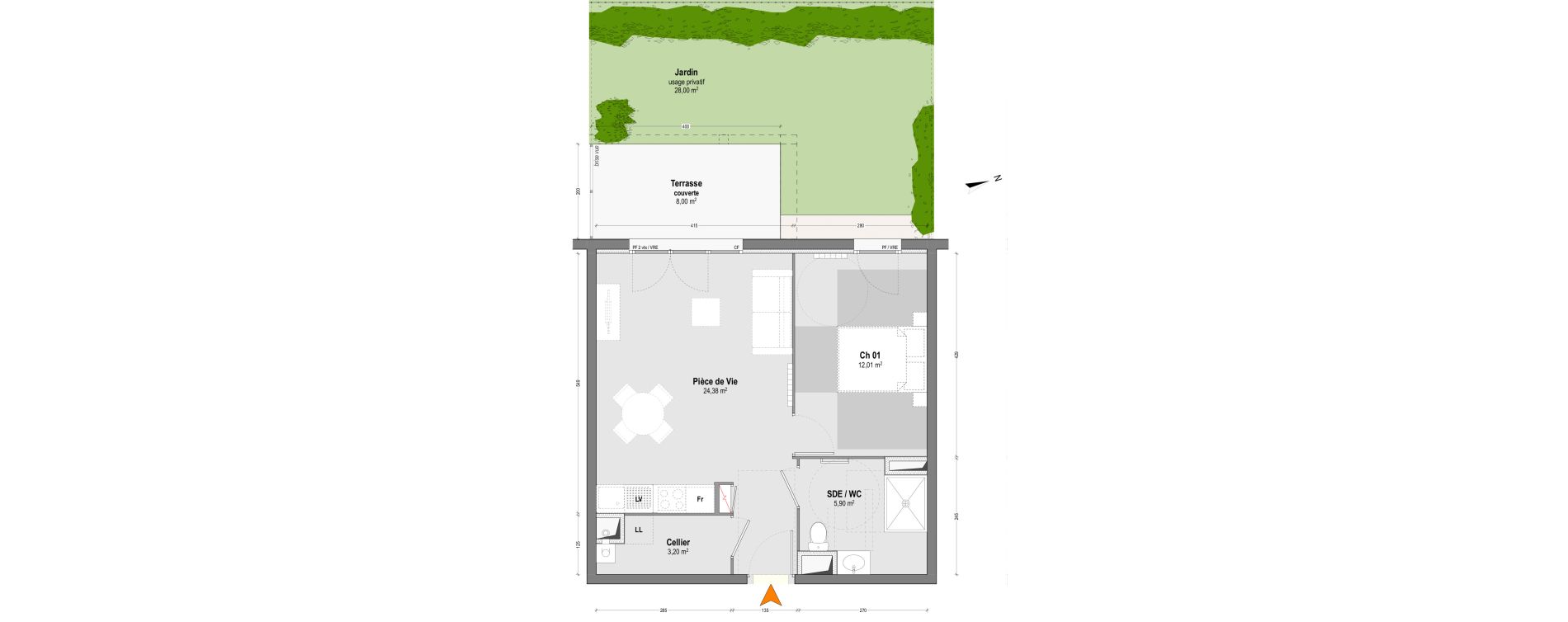 Appartement T2 de 45,49 m2 &agrave; Dax Saubagnac