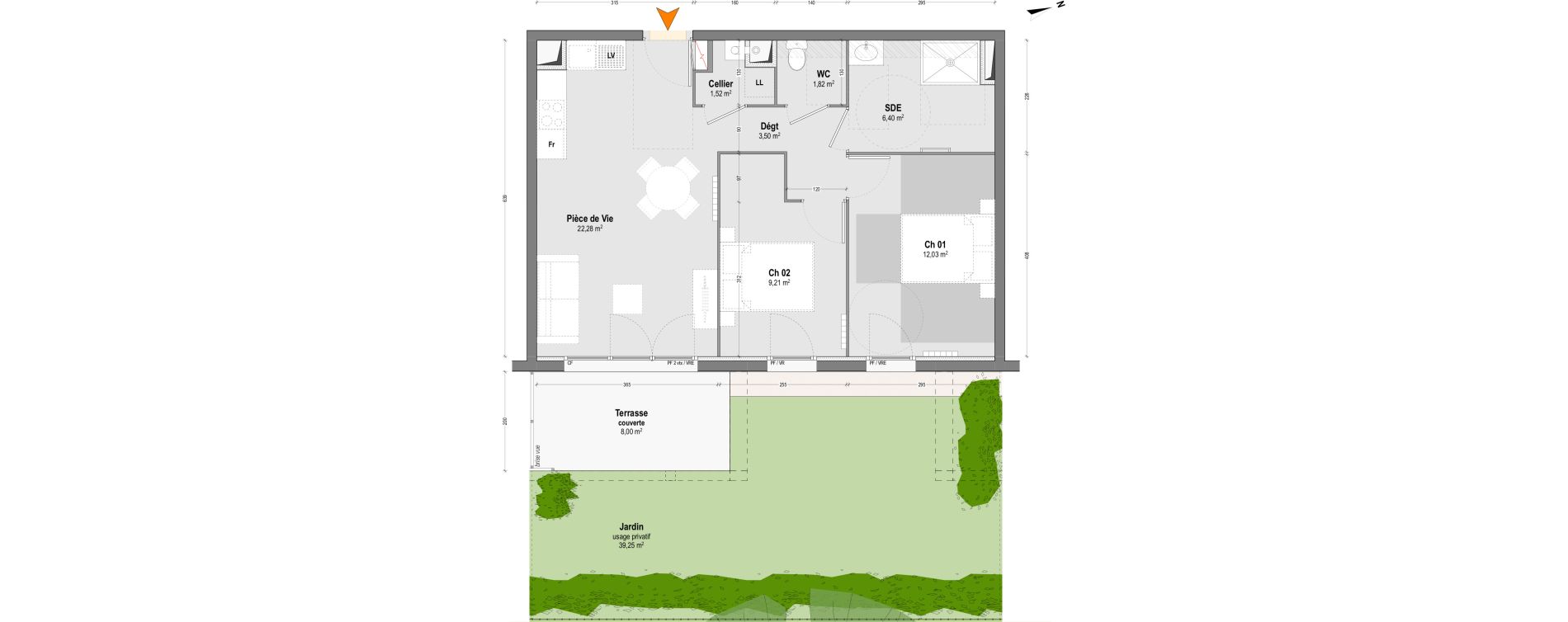 Appartement T3 de 56,76 m2 &agrave; Dax Saubagnac