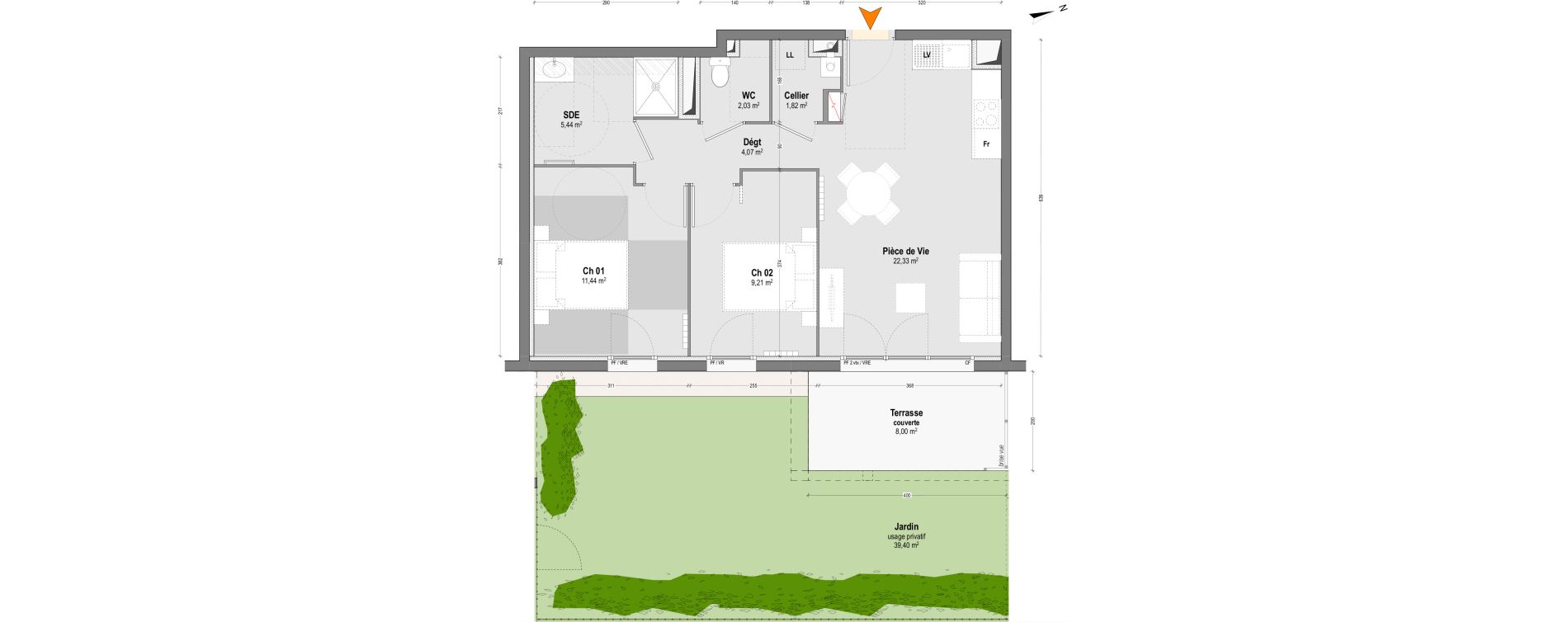 Appartement T3 de 56,34 m2 &agrave; Dax Saubagnac
