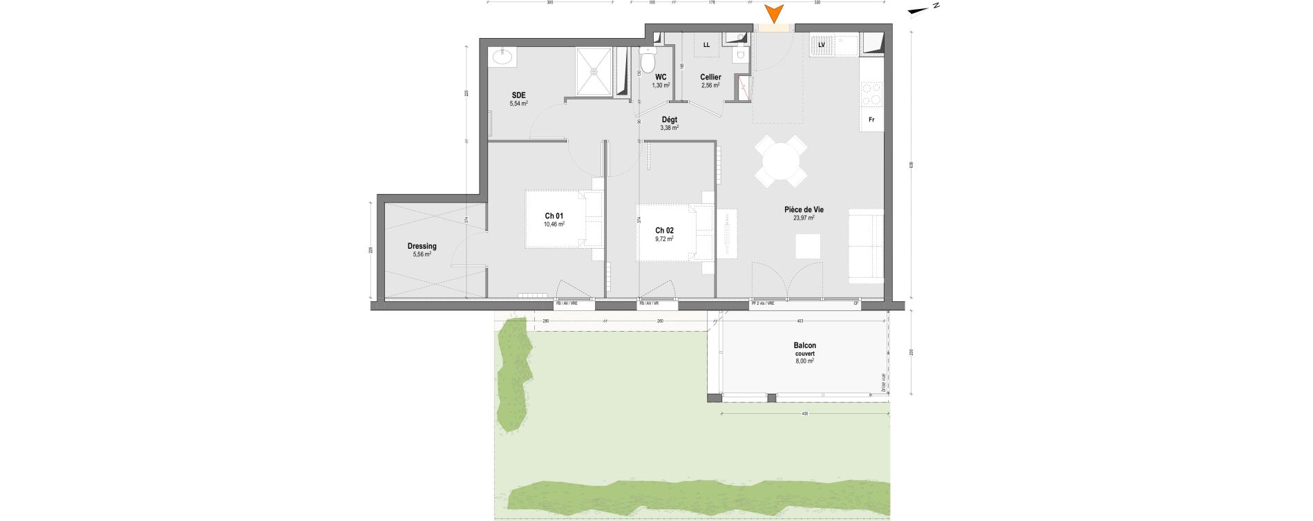 Appartement T3 de 62,49 m2 &agrave; Dax Saubagnac