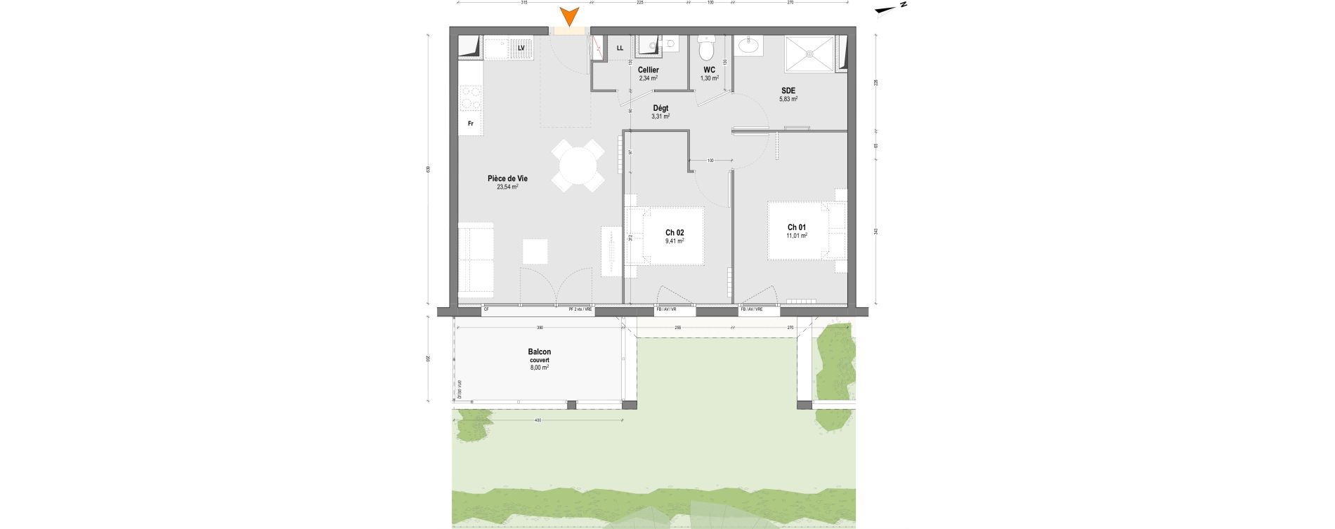 Appartement T3 de 56,74 m2 &agrave; Dax Saubagnac