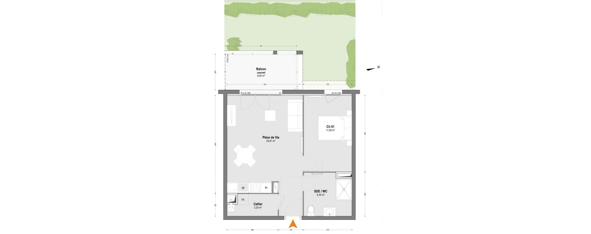 Appartement T2 de 45,89 m2 &agrave; Dax Saubagnac