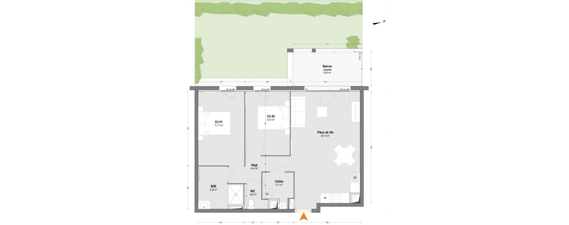 Appartement T3 de 61,79 m2 &agrave; Dax Saubagnac