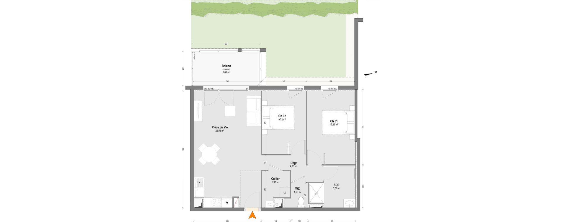 Appartement T3 de 62,97 m2 &agrave; Dax Saubagnac