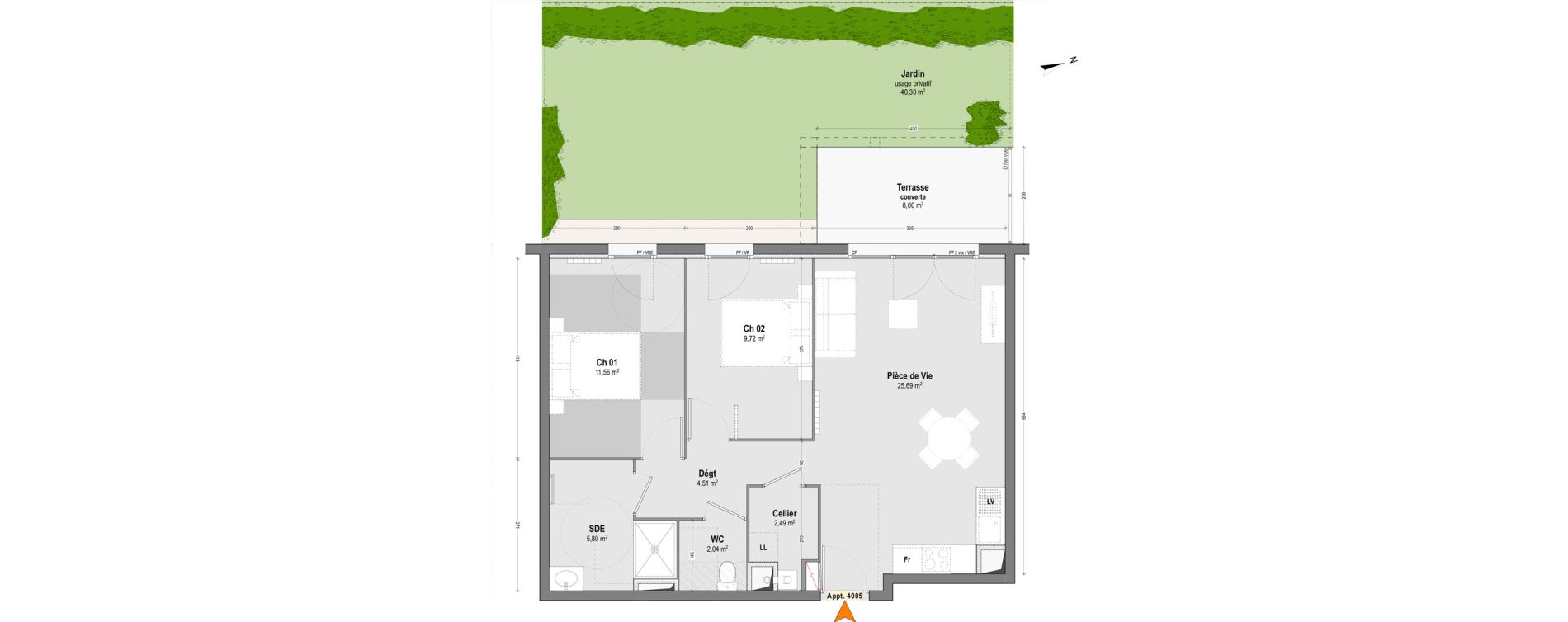 Appartement T3 de 61,81 m2 &agrave; Dax Saubagnac