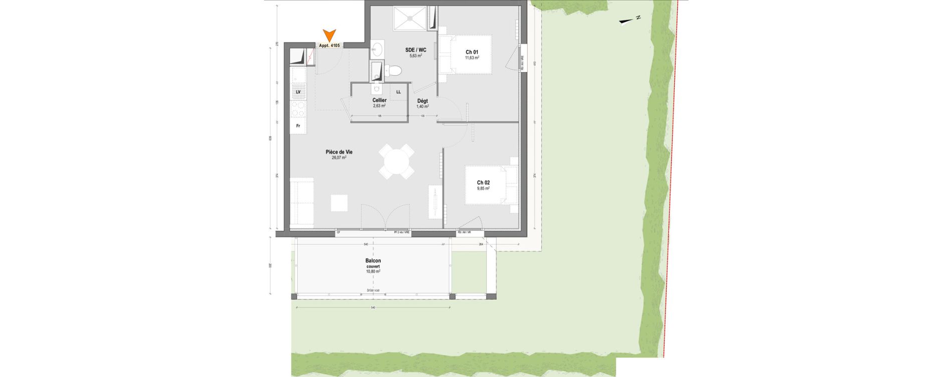 Appartement T3 de 57,21 m2 &agrave; Dax Saubagnac