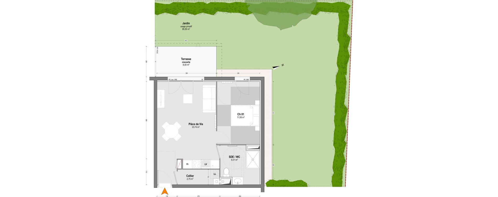 Appartement T2 de 44,08 m2 &agrave; Dax Saubagnac