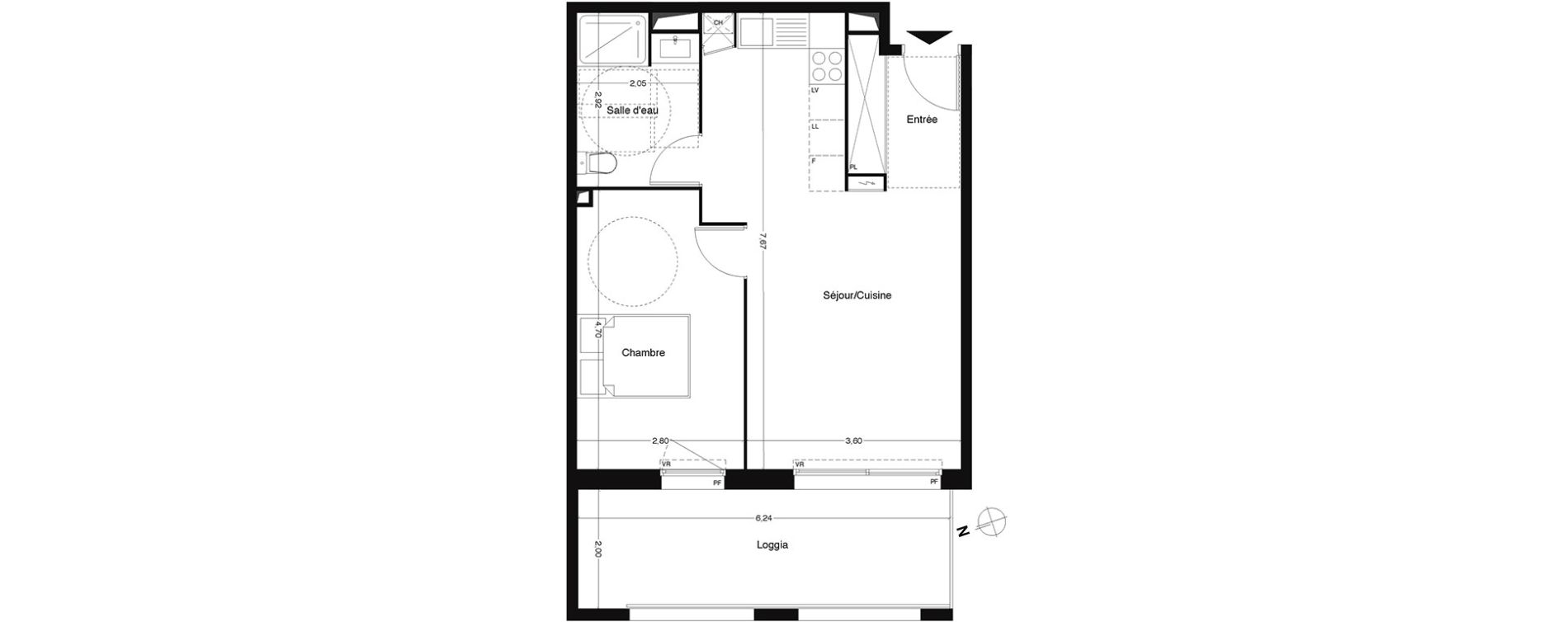 plan appartement 47 m2