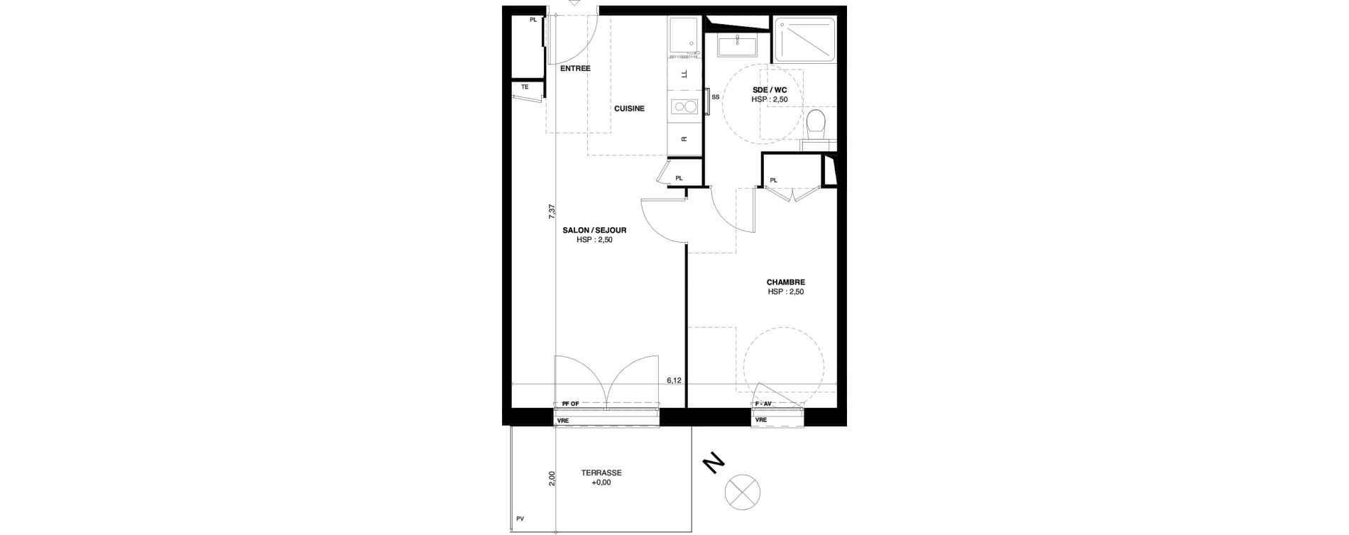 Appartement T2 de 43,48 m2 &agrave; Dax Gond