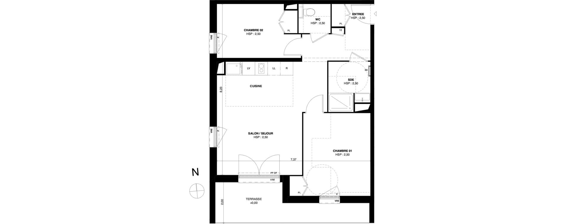 Appartement T3 de 61,68 m2 &agrave; Dax Gond