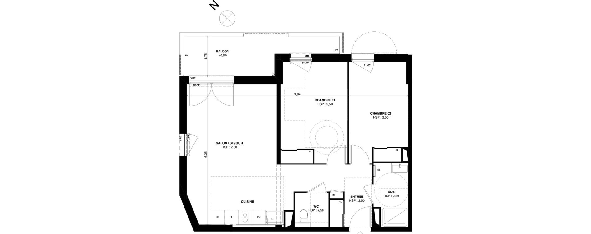 Appartement T3 de 64,40 m2 &agrave; Dax Gond