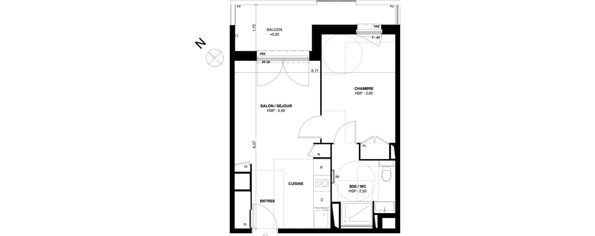 Appartement T2 de 39,22 m2 &agrave; Dax Gond