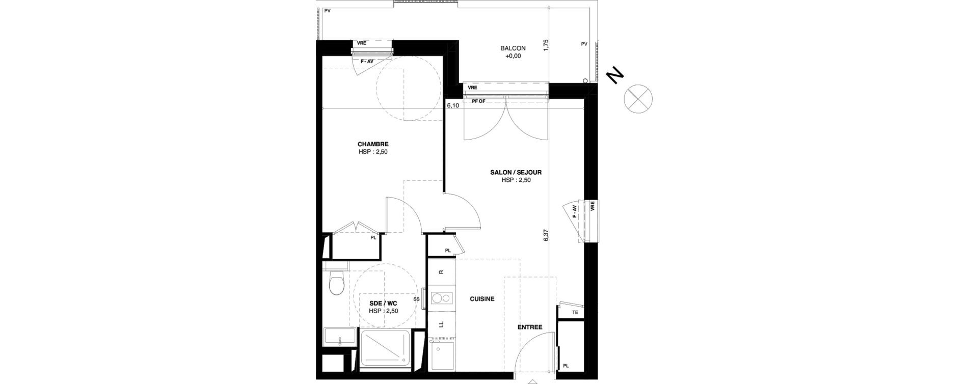 Appartement T2 de 39,67 m2 &agrave; Dax Gond