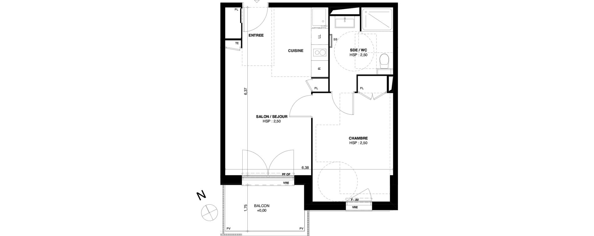 Appartement T2 de 41,10 m2 &agrave; Dax Gond