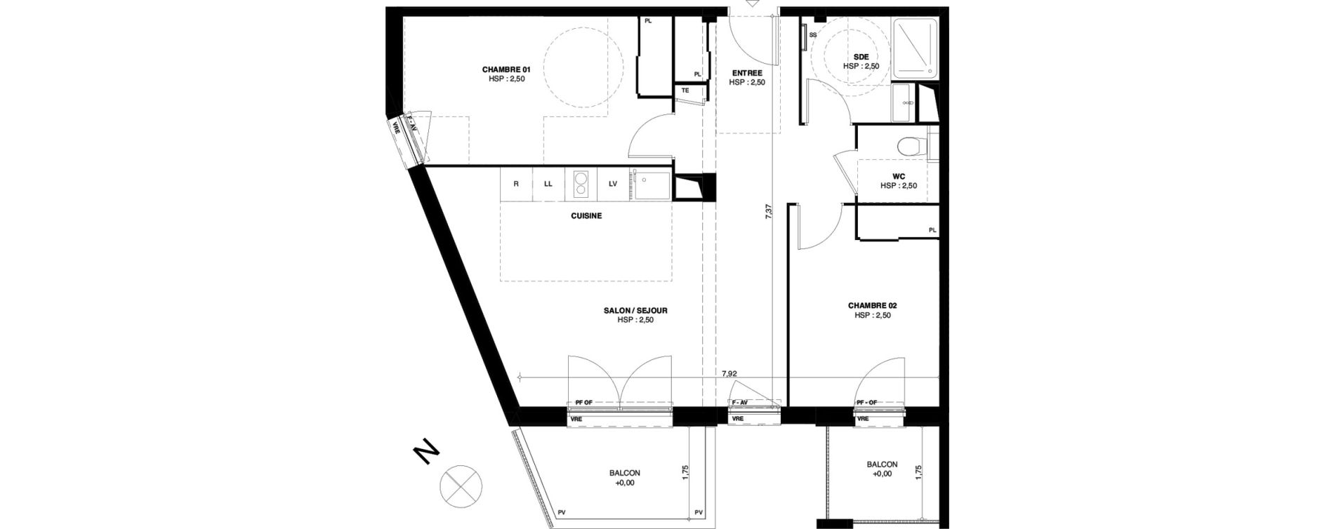 Appartement T3 de 66,23 m2 &agrave; Dax Gond