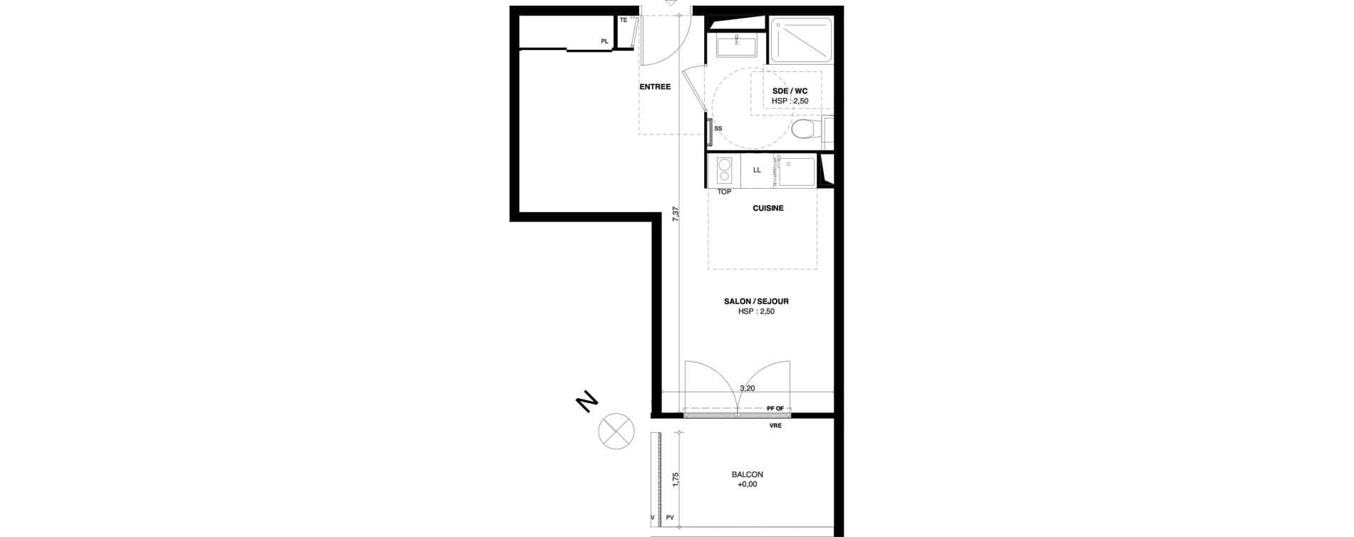 Appartement T1 de 31,99 m2 &agrave; Dax Gond