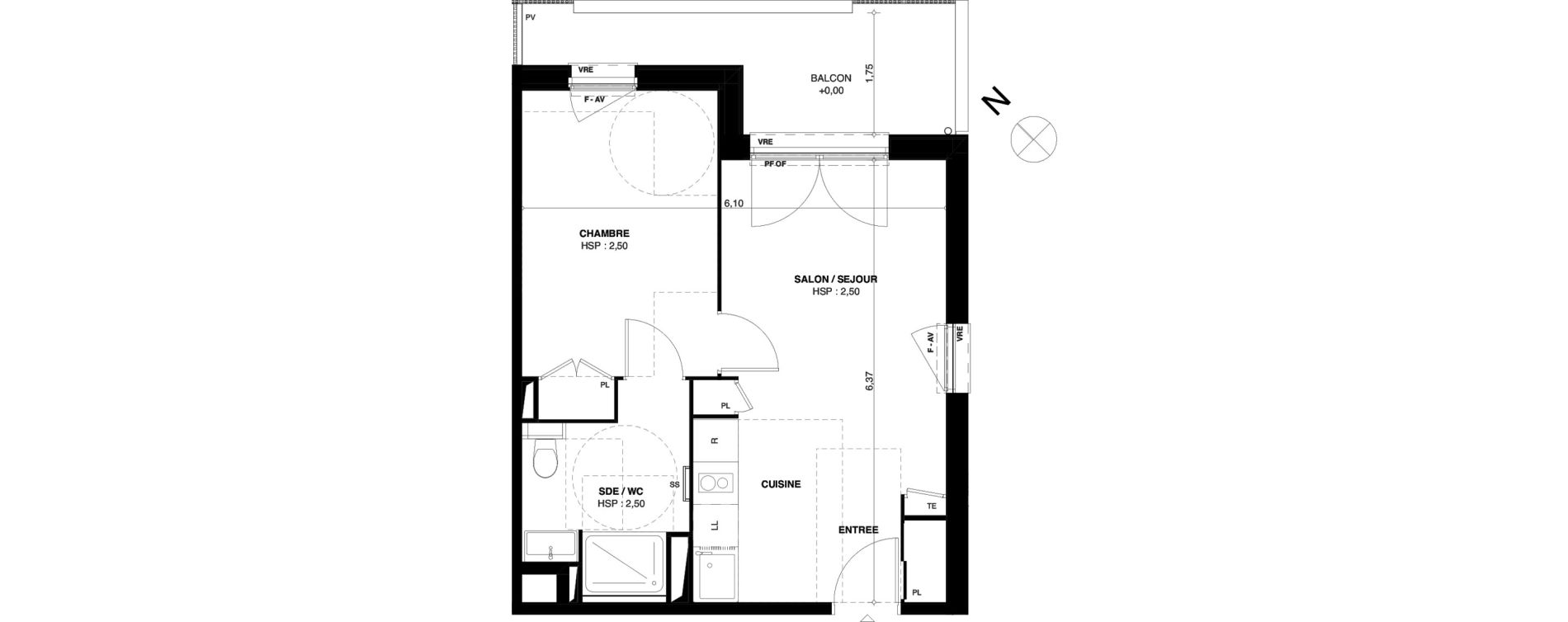 Appartement T2 de 39,79 m2 &agrave; Dax Gond