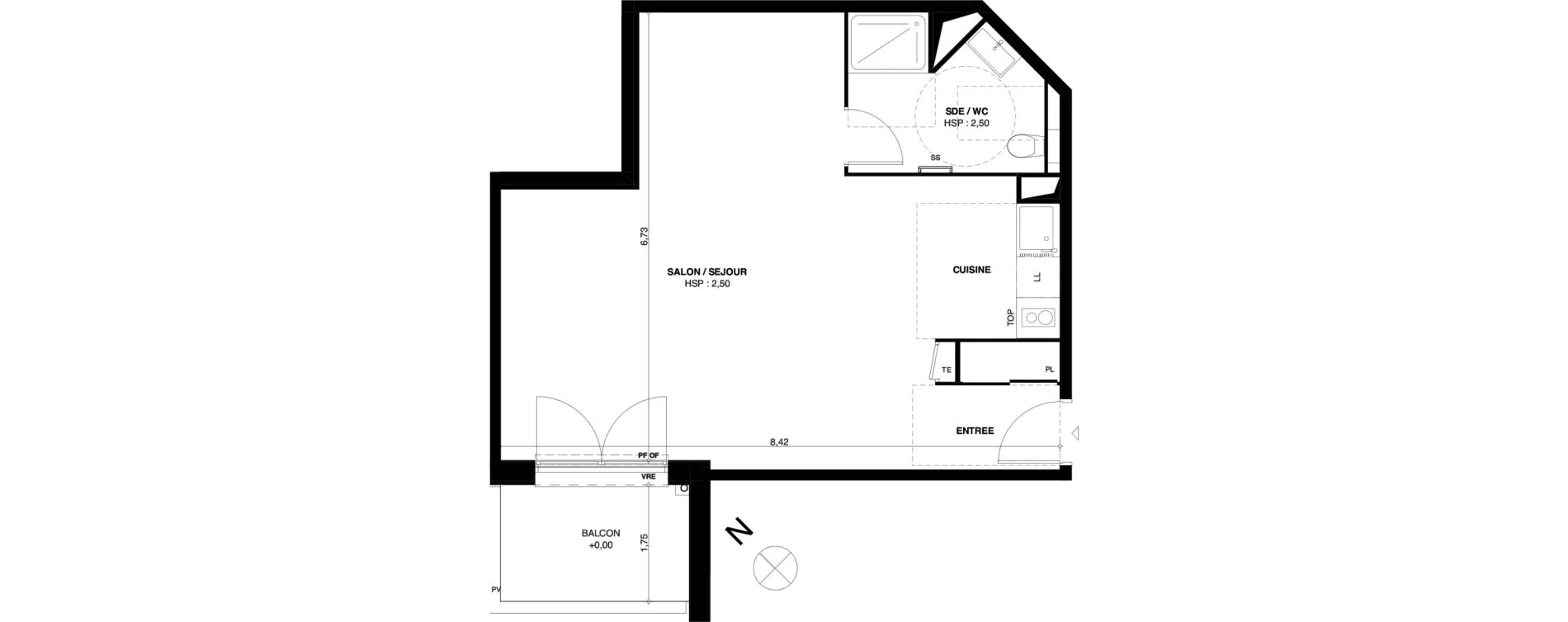 Appartement T1 de 49,43 m2 &agrave; Dax Gond