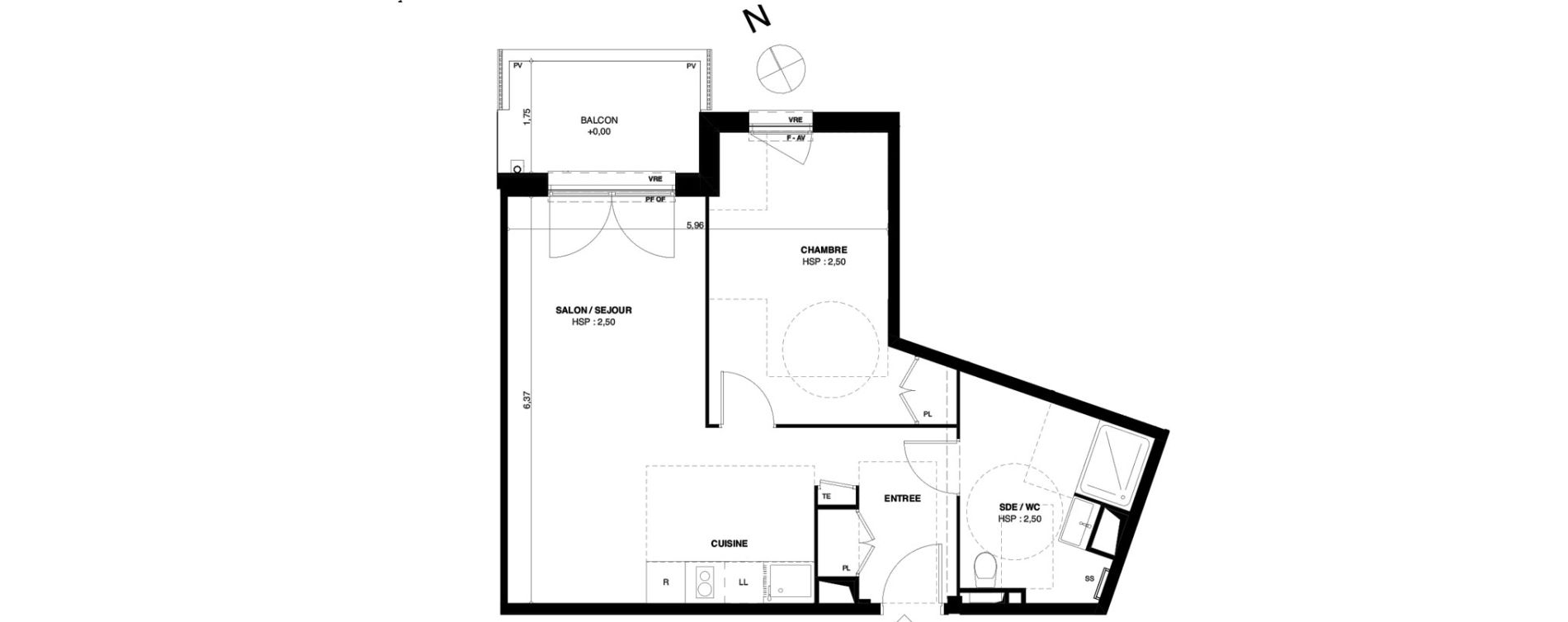 Appartement T2 de 51,50 m2 &agrave; Dax Gond