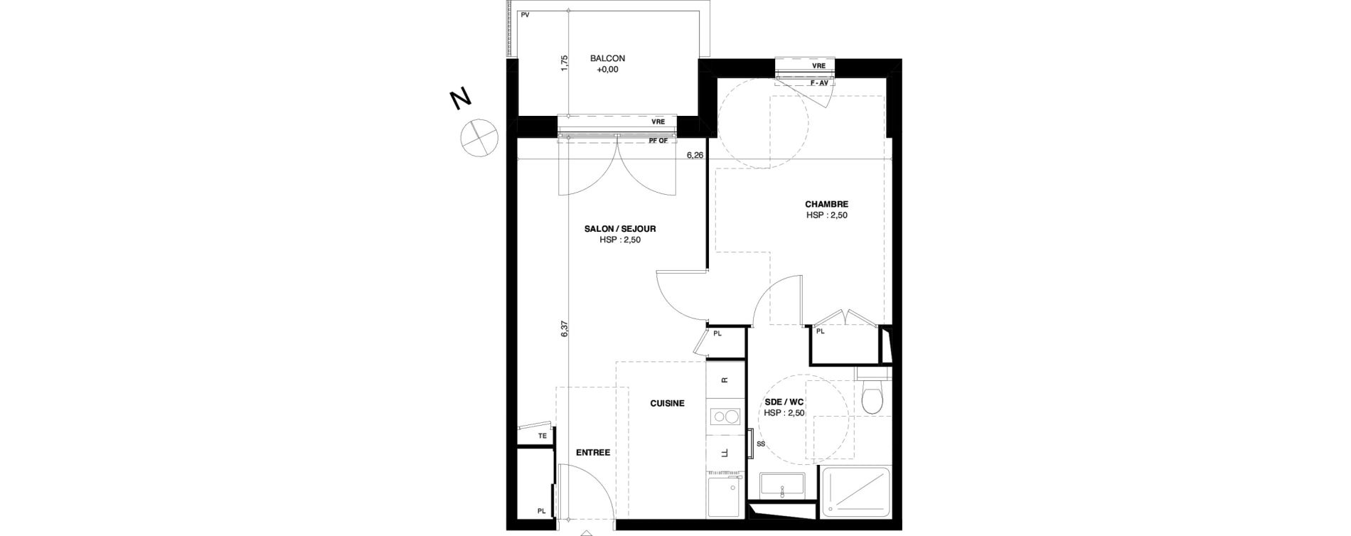 Appartement T2 de 41,17 m2 &agrave; Dax Gond
