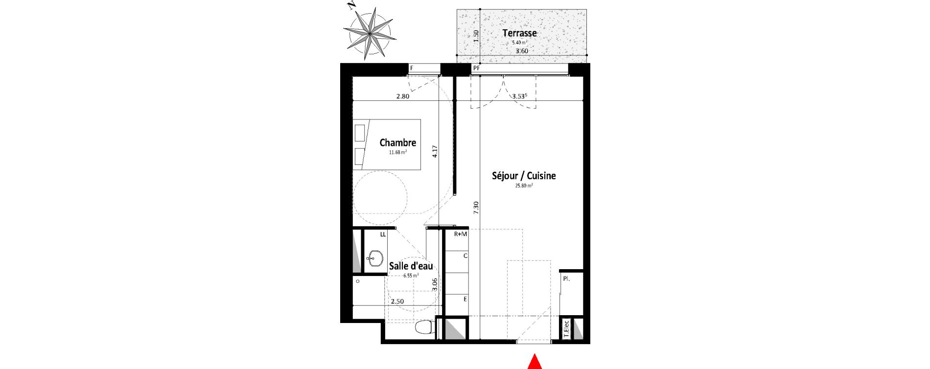 Appartement T2 de 44,03 m2 &agrave; Dax Centre