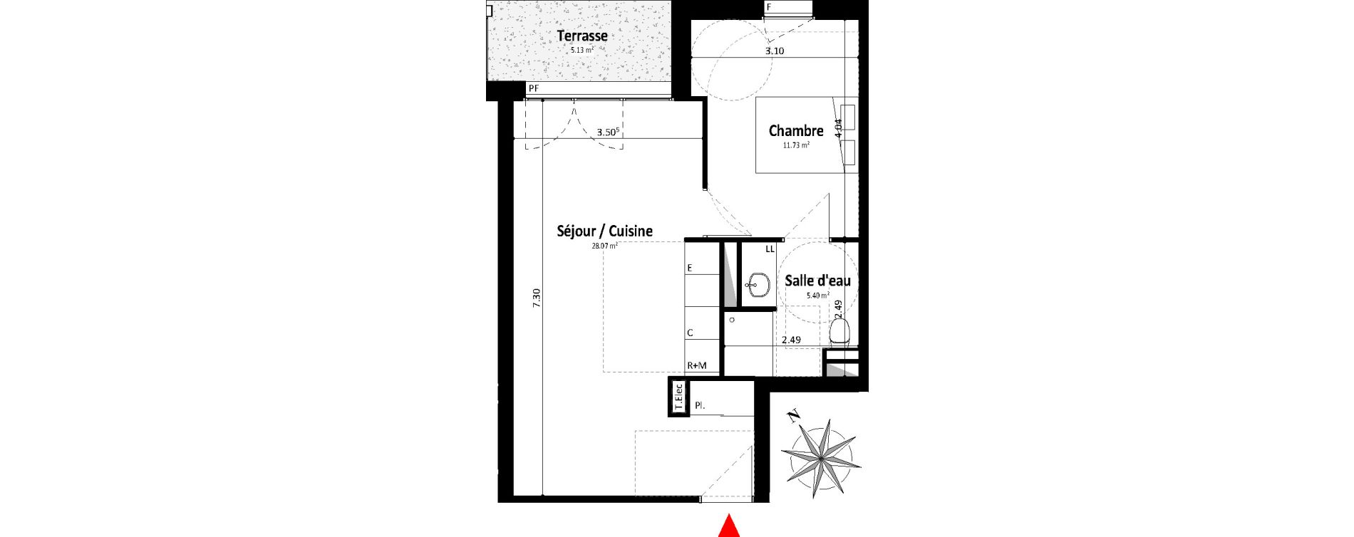 Appartement T2 de 45,20 m2 &agrave; Dax Centre
