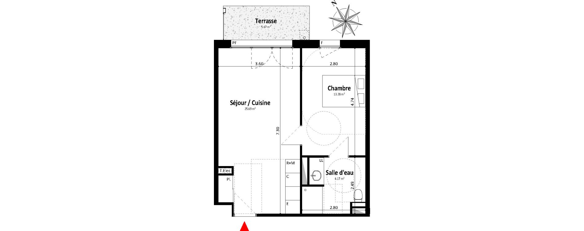 Appartement T2 de 45,14 m2 &agrave; Dax Centre