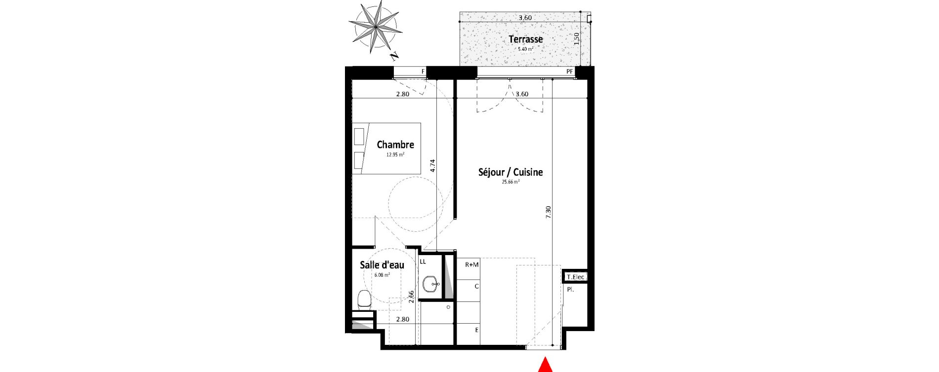 Appartement T2 de 44,70 m2 &agrave; Dax Centre