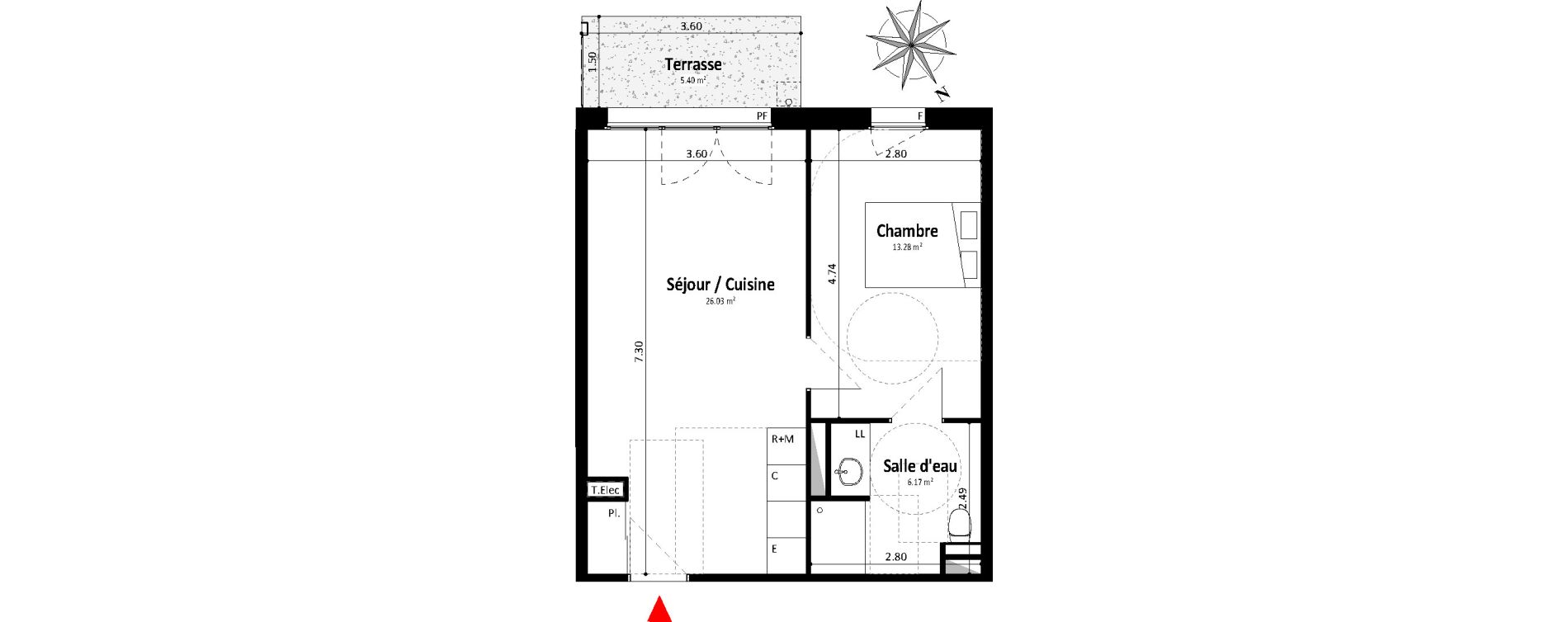 Appartement T2 de 45,47 m2 &agrave; Dax Centre
