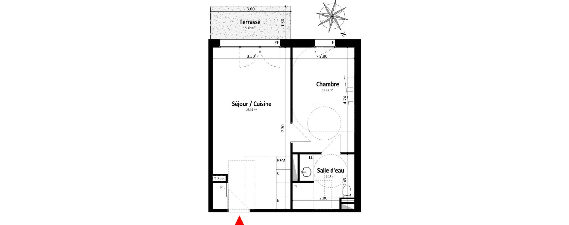Appartement T2 de 44,79 m2 &agrave; Dax Centre