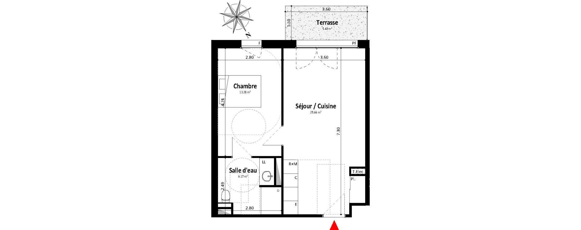 Appartement T2 de 45,11 m2 &agrave; Dax Centre